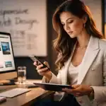rwd web design femme utilisant tablette et smartphone