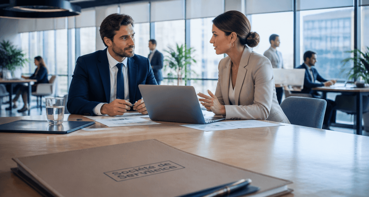 Consultant et cliente discutant société de service