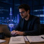 développeur blockchain travaillant sur ordinateur portable