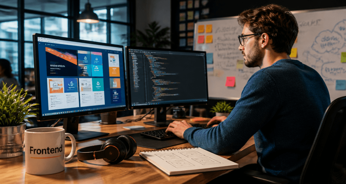 developpeur frontend devant double ecran
