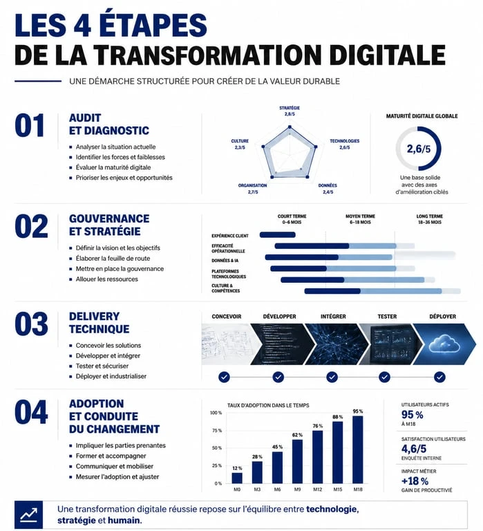 Étapes clés d'une agence de transformation digitale à Paris