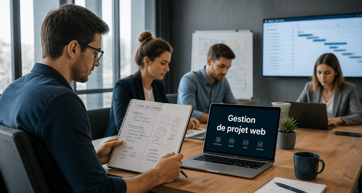 Gestion de projet web équipe en réunion