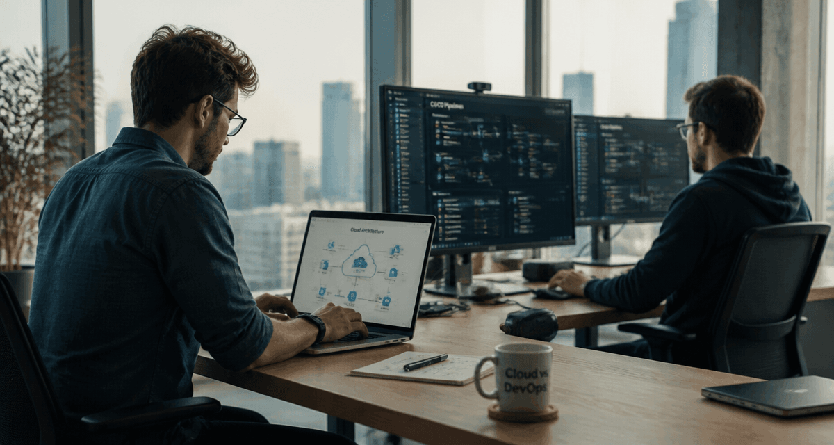 ingénieur cloud et devops au travail open space