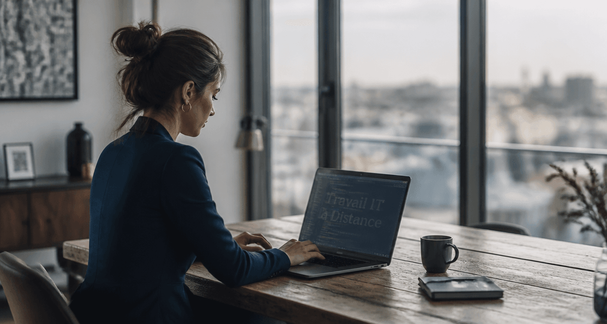 it remote work développeuse travaillant en ville