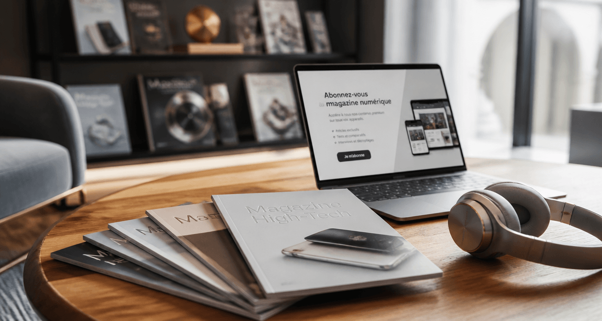 magazine high tech sur table moderne