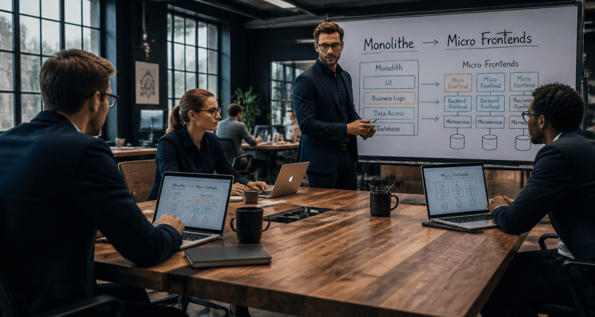 équipe développeurs travaillant sur micro frontend