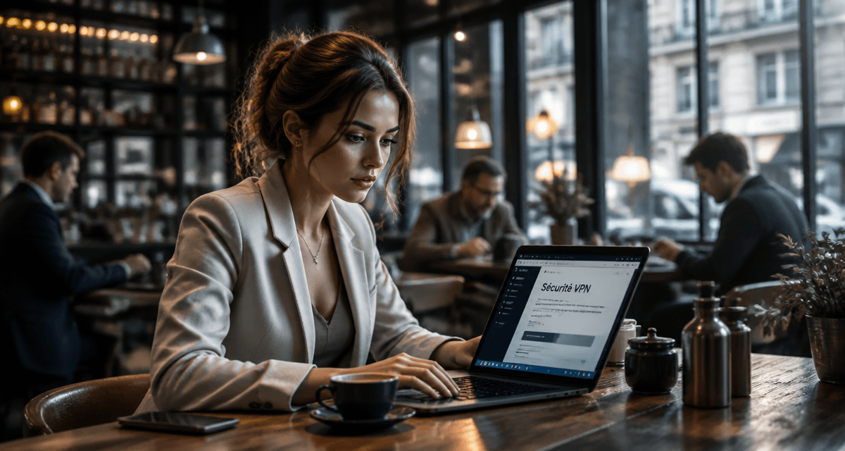 pourquoi utiliser un vpn femme café ordinateur