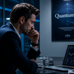Quantum AI avis homme inquiet devant plateforme