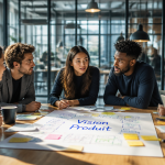 équipe brainstorm sur la vision produit