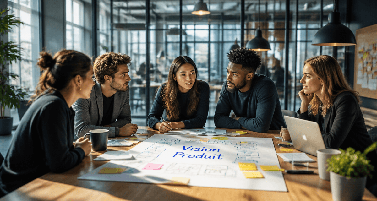 équipe brainstorm sur la vision produit