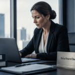Femme utilisant une data room électronique