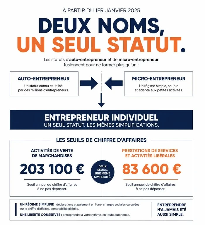 Infographie comparative des seuils de chiffre d'affaires pour le statut de micro-entrepreneur ou auto-entrepreneur