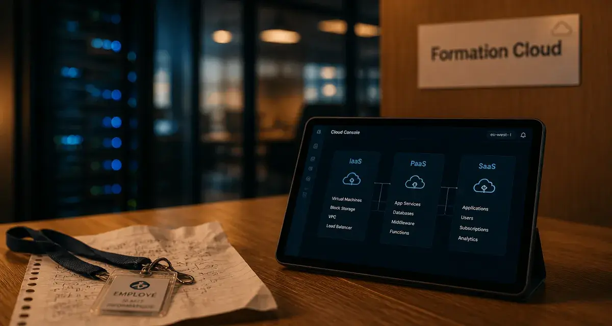 Formation cloud en salle IT : vue console IaaS PaaS SaaS