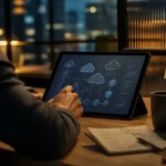 Google Cloud GCP : analyste analyse un schéma de données et nœuds en infrastructure cloud