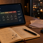 Lancer un business en ligne : tableau MVP sur tablette pour ventes