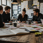 Processus design thinking équipe brainstorming