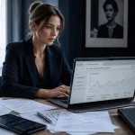 Consultante referencement naturel SEO analyse ordinateur