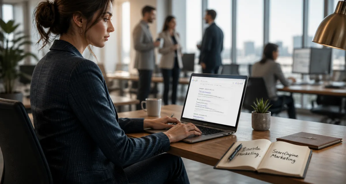 search engine marketing femme bureau ordinateur