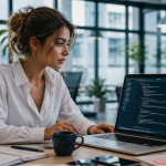 jeune femme sur site de programmation