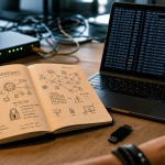 Apprendre la cybersécurité : carnet et labs sur ordinateur, logs et risques numériques