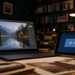 Chat GPT modifier une image : bureau créatif et zone sélectionnée sur l’écran