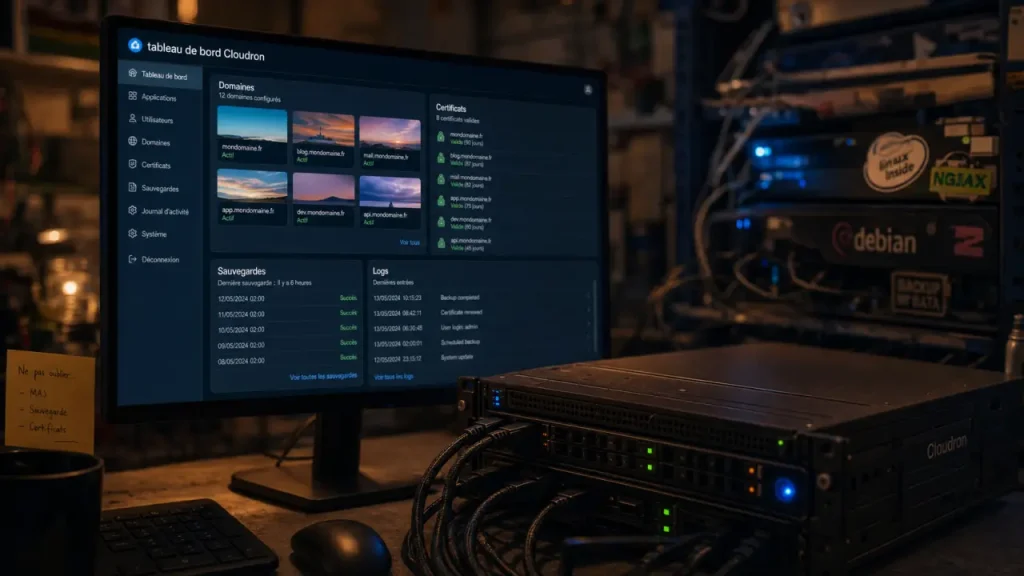 Cloudron : apps Docker, sauvegardes cloud et gestion sans ligne de commande