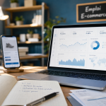 Emploi e commerce : bureau moderne avec KPI e-commerce et missions