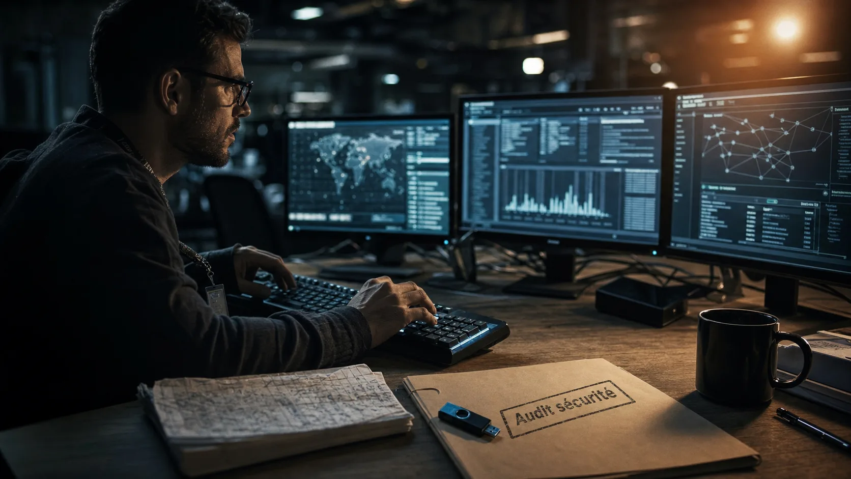 Expert en cybersécurité audit sécurité, logs et réseau à l’écran