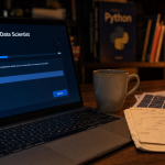 Formation data scientist en ligne gratuite : quiz Python et portfolio sur ordinateur