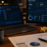 Webmarketing IA : tunnel de conversion et KPI sur écran