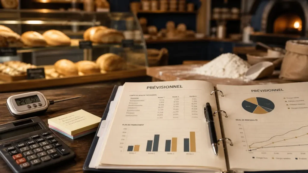 Business plan boulangerie : local, concurrence, investissements et prévisionnel sur 3 ans