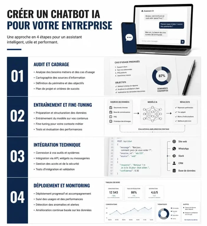 Processus de création d'un chatbot IA par une agence spécialisée