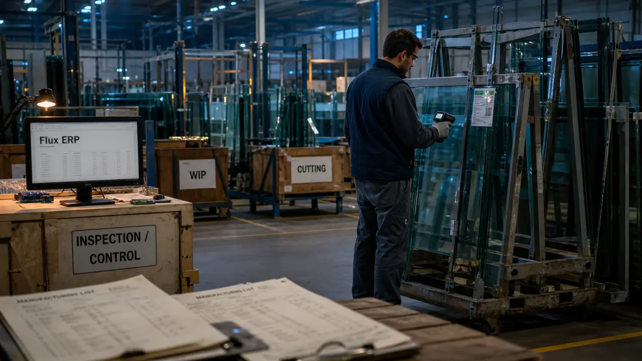ERP pour la gestion des stocks en usine verrière : scan QR d’étiquettes pour le flux de production