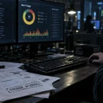 Analyste cybersécurité au SOC, triage alertes sur écrans