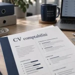 cv comptabilité sur bureau avec calculatrice et surlignages