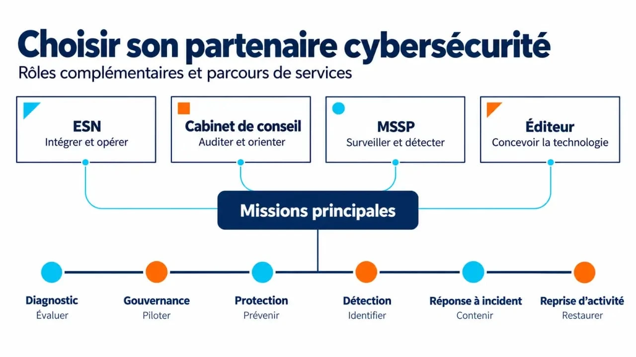 Infographie sur les services et les acteurs d’une ESN cybersécurité