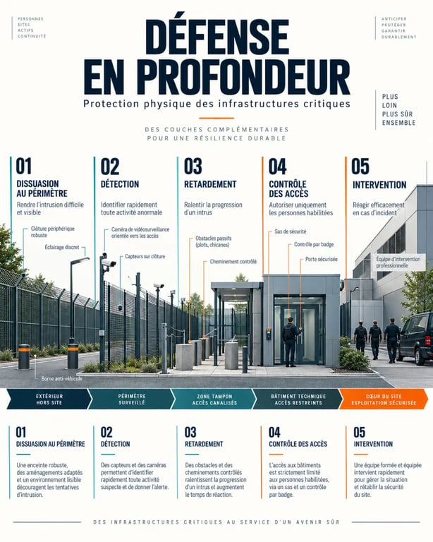 Optimiser la protection physique des infrastructures critiques en entreprise grâce à la défense en profondeur