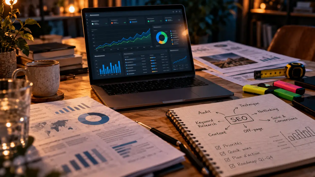 Accompagnement seo : roadmap 6 à 12 mois et audit SEO sur ordinateur