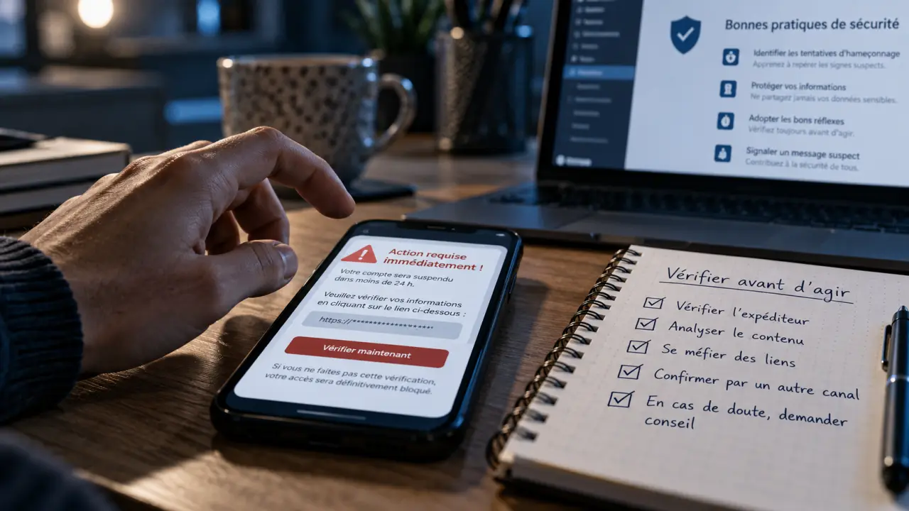Sensibilisation cybersécurité : vérifier avant d’agir, anti-hameçonnage sur smartphone