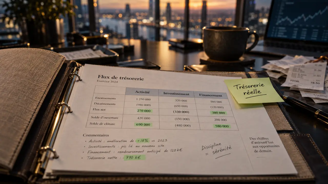 Tableau flux de trésorerie : trésorerie réelle pour payer les factures